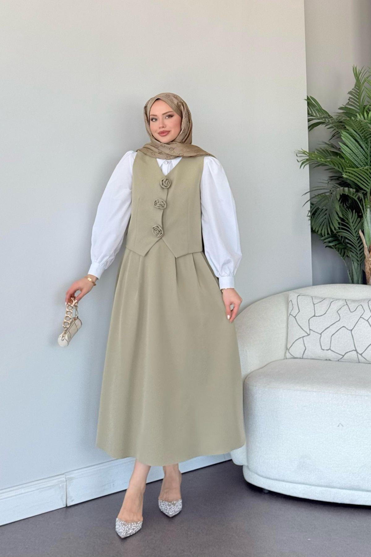  Venedik Etekli Takım Mint, Fiyatları  Venedik Etekli Takım Mint- Haza Moda 