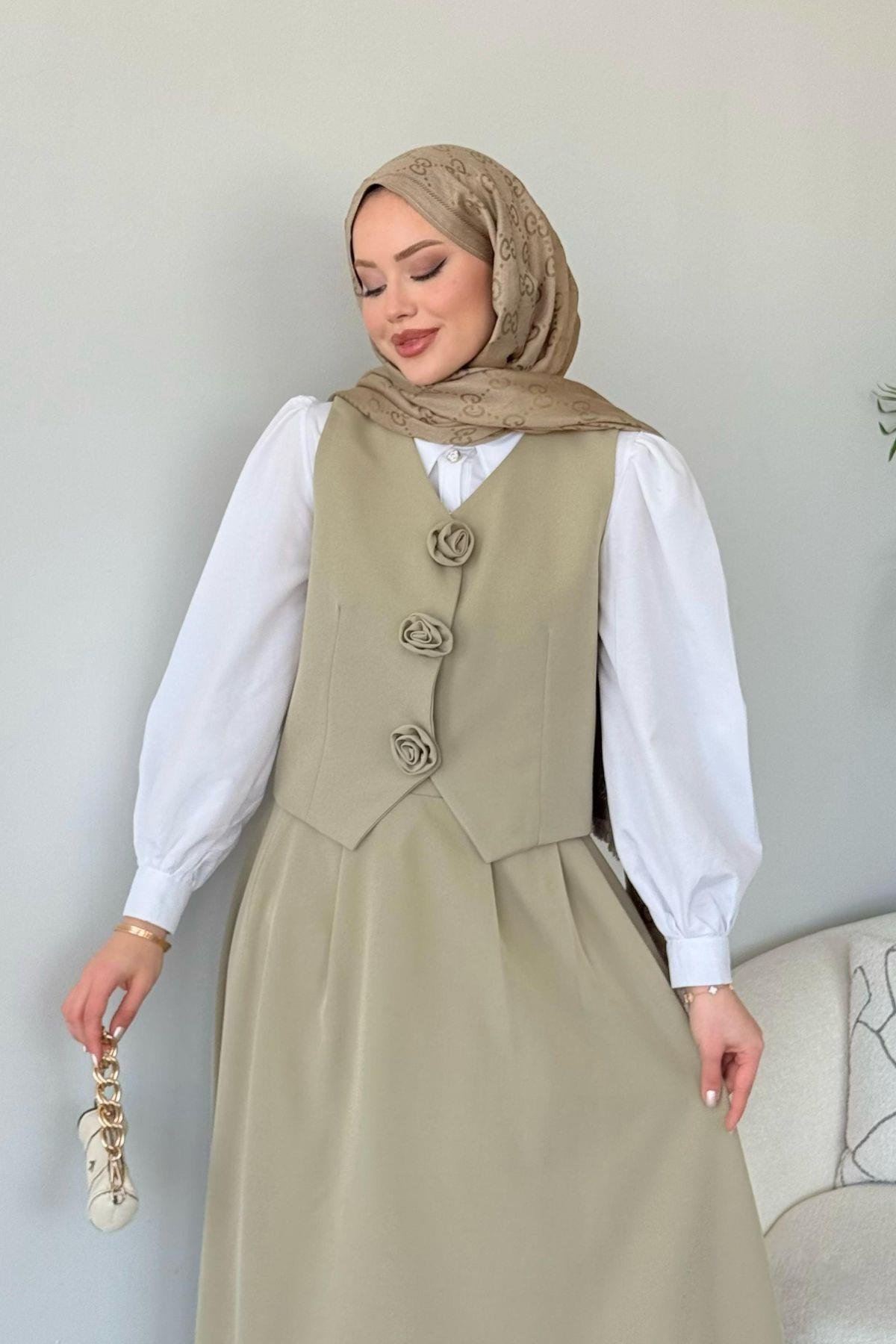  Venedik Etekli Takım Mint, Fiyatları  Venedik Etekli Takım Mint- Haza Moda 