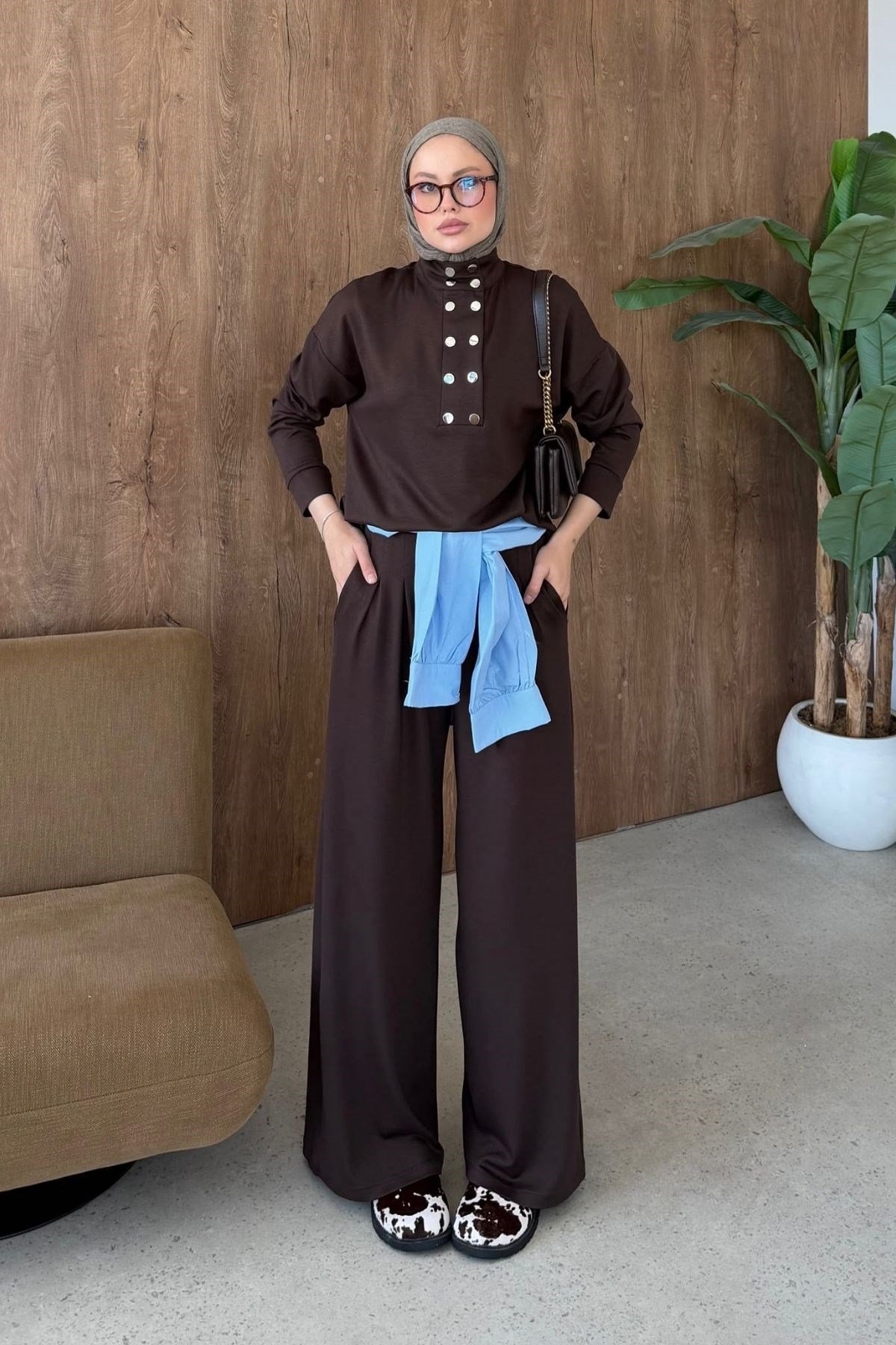  Zımba Yaka Oys Takım Kahve, Fiyatları  Zımba Yaka Oys Takım Kahve| Haza Moda
