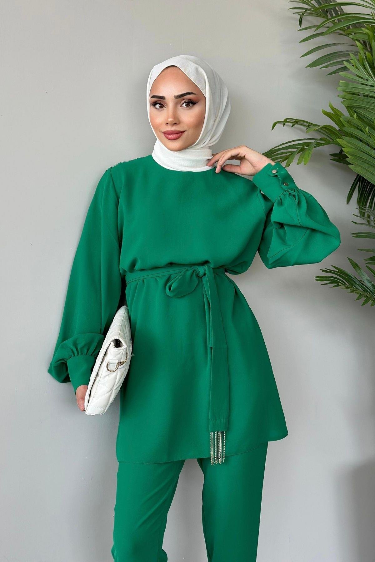 Adenya Chain Suit-Bennetton, Fiyatları Saya Tassel Team-Mor-Haza Moda | Hijab Clothing