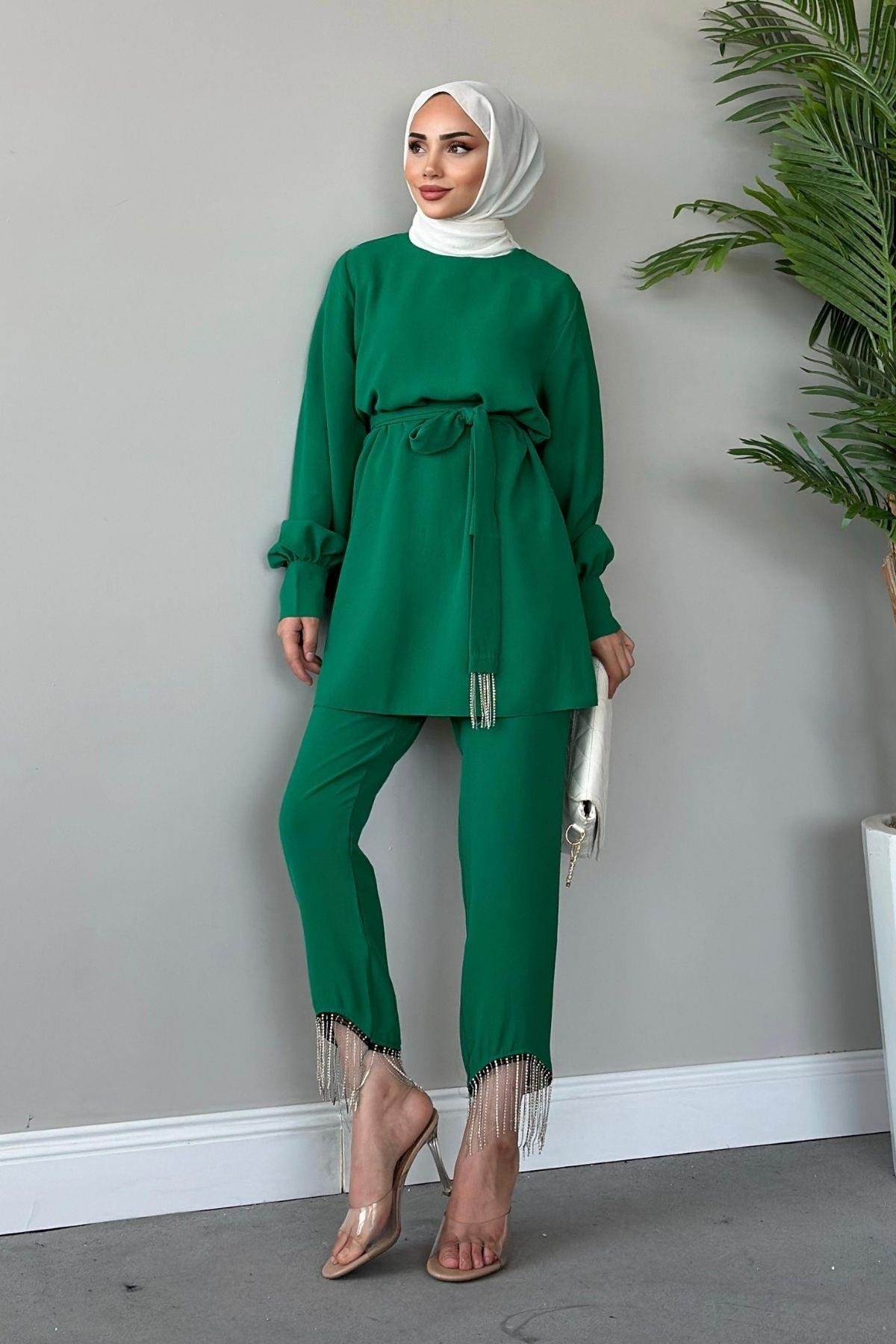 Adenya Chain Suit-Bennetton, Fiyatları Saya Tassel Team-Mor-Haza Moda | Hijab Clothing