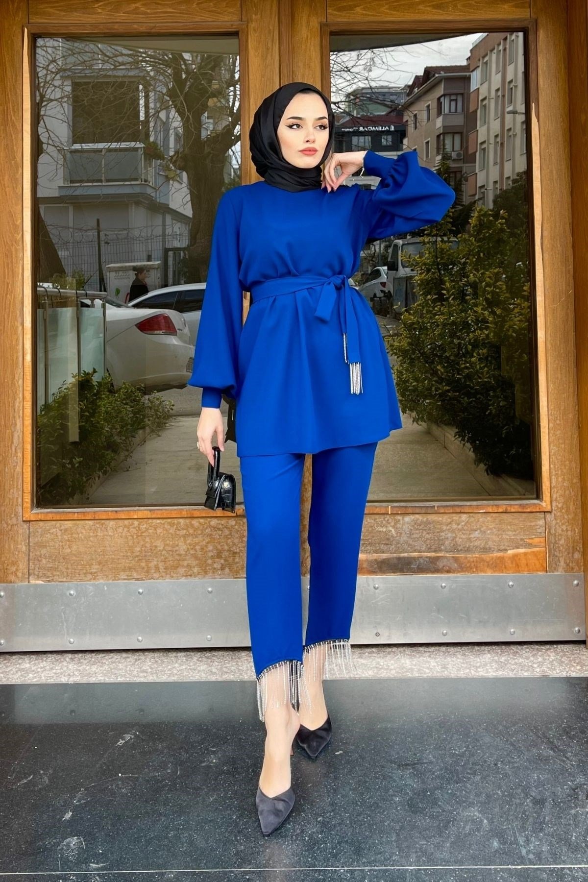 Adenya Zincir Takım-SAKS, Fiyatları Diyena Püskül Takım-MOR – Haza Moda | Tesettür Giyim