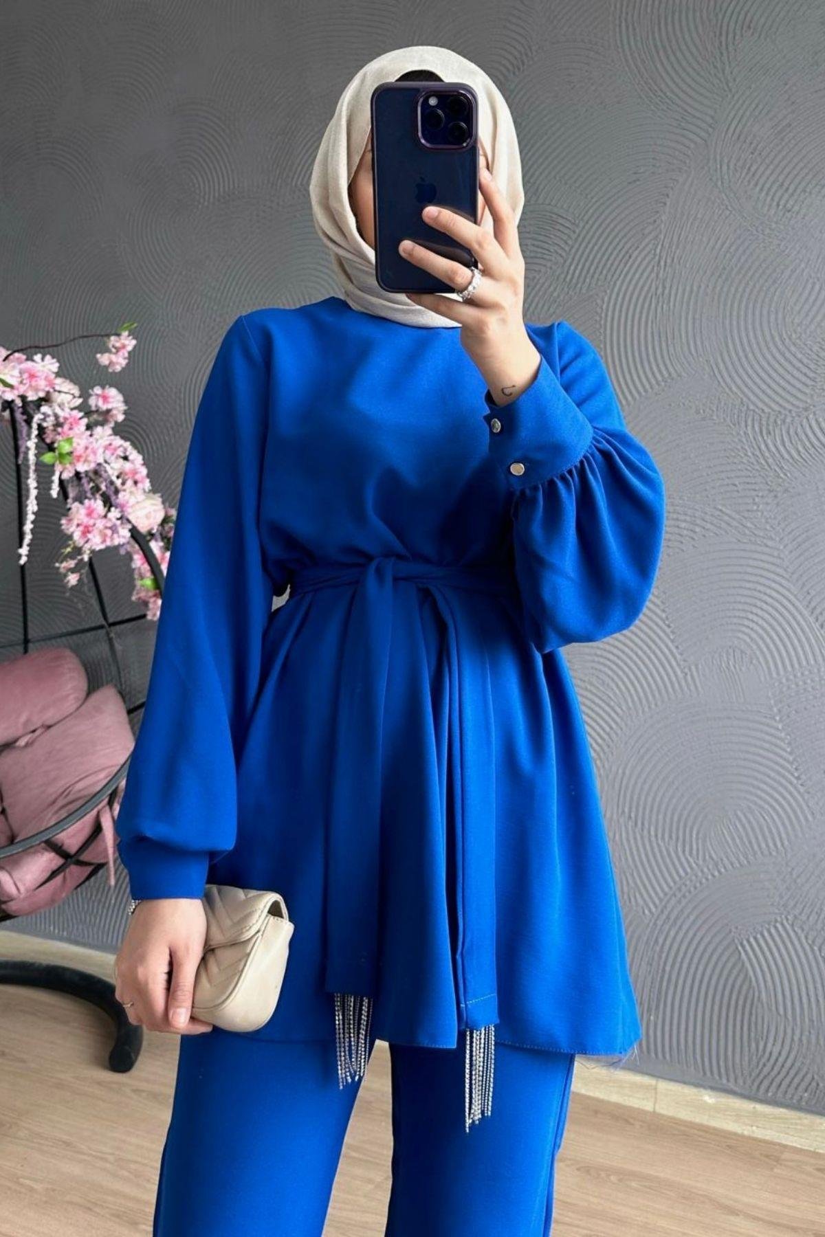 Adenya Zincir Takım Saks, Fiyatları Adenya Zincir Takım Saks – Haza Moda | Tesettür Giyim