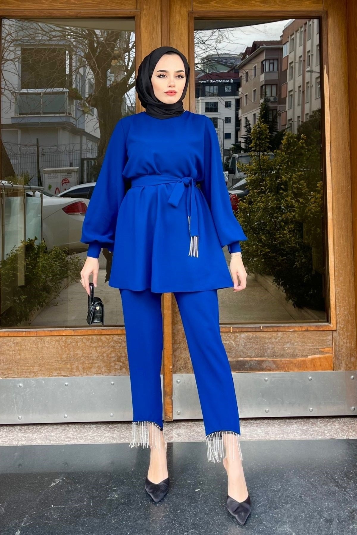 Adenya Zincir Takım-SAKS, Fiyatları Diyena Püskül Takım-MOR – Haza Moda | Tesettür Giyim