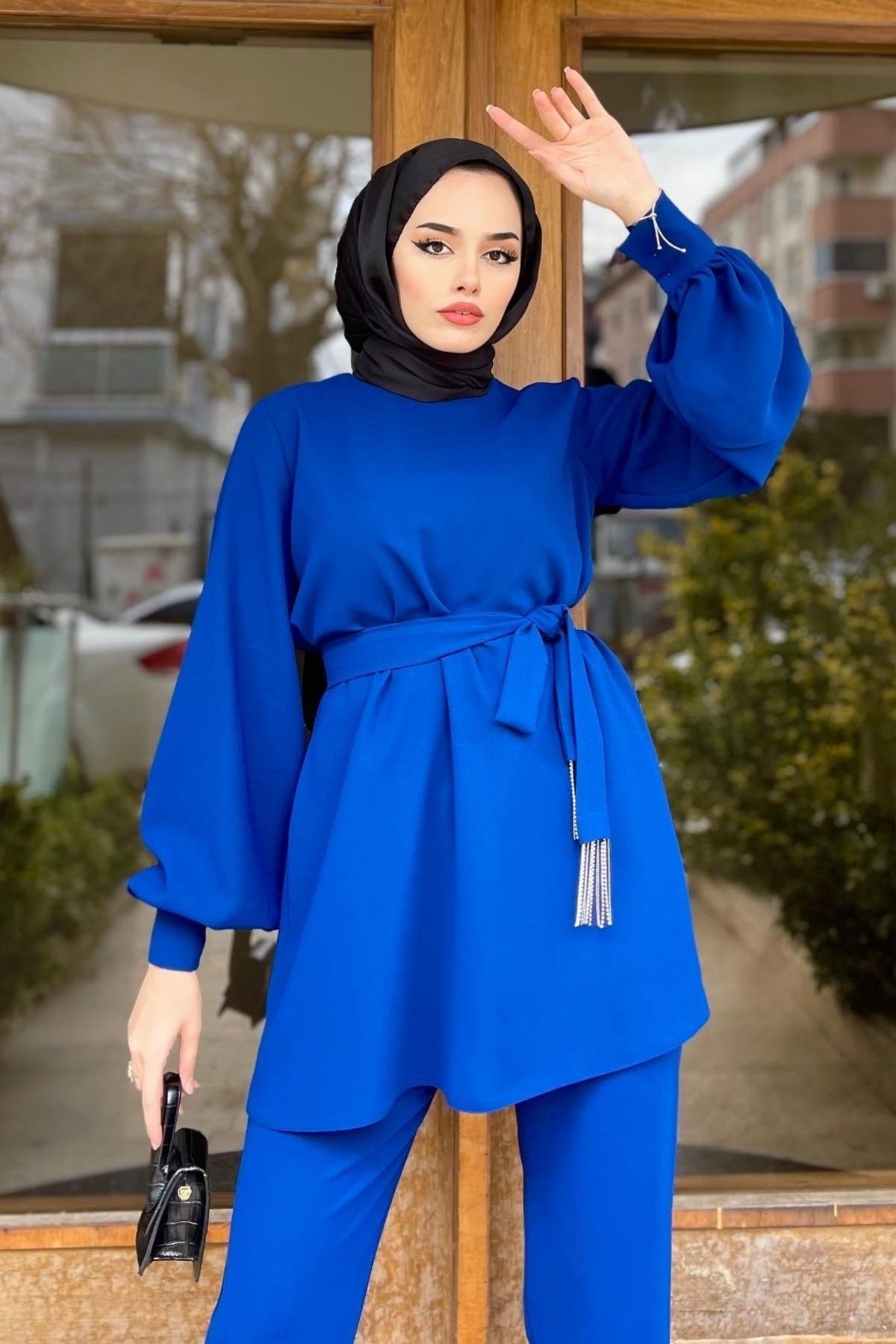 Adenya Zincir Takım-SAKS, Fiyatları Diyena Püskül Takım-MOR – Haza Moda | Tesettür Giyim