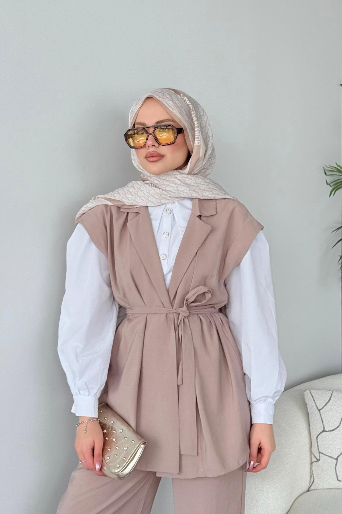 Afra Takım Bej, Fiyatları Haza Moda | Tesettür Giyim | Afra Takım Bej