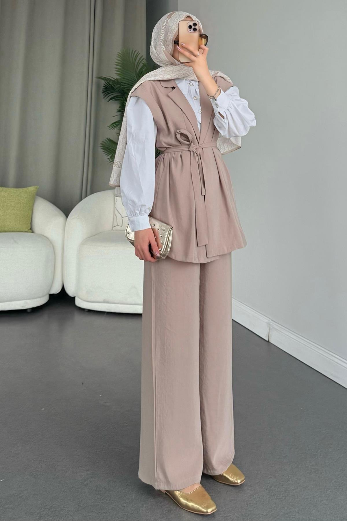 Afra Takım Bej, Fiyatları Haza Moda | Tesettür Giyim | Afra Takım Bej