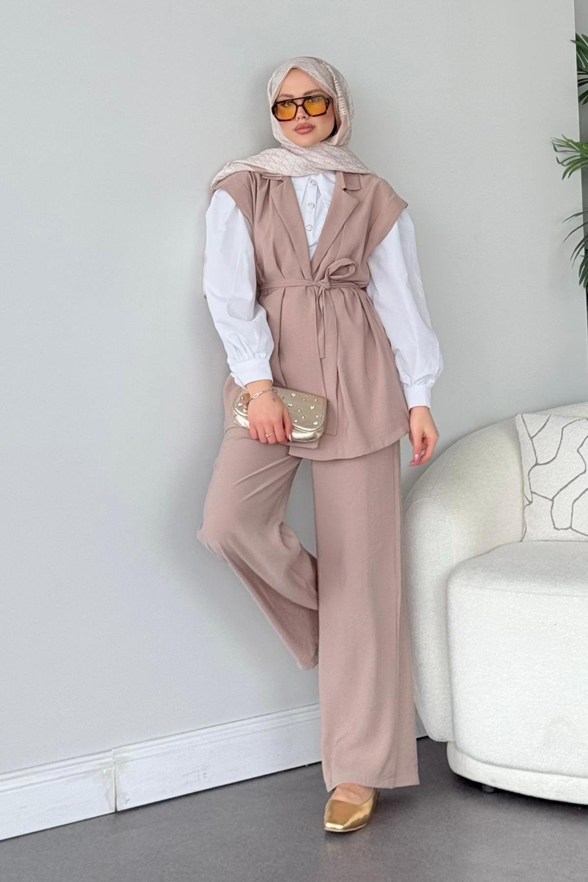 Afra Takım Bej, Fiyatları Haza Moda | Tesettür Giyim | Afra Takım Bej