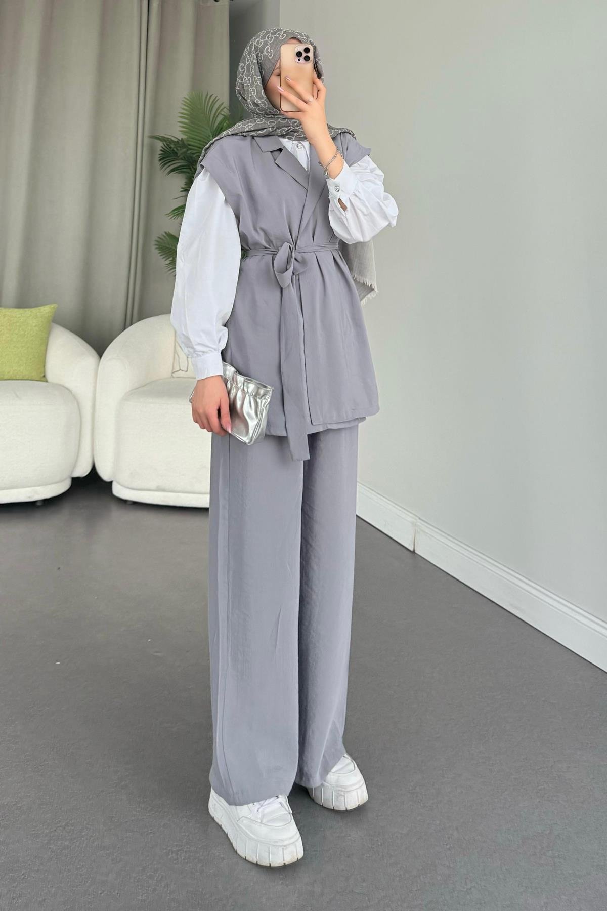 Afra Takım Gri, Fiyatları Haza Moda | Tesettür Giyim | Afra Takım Gri