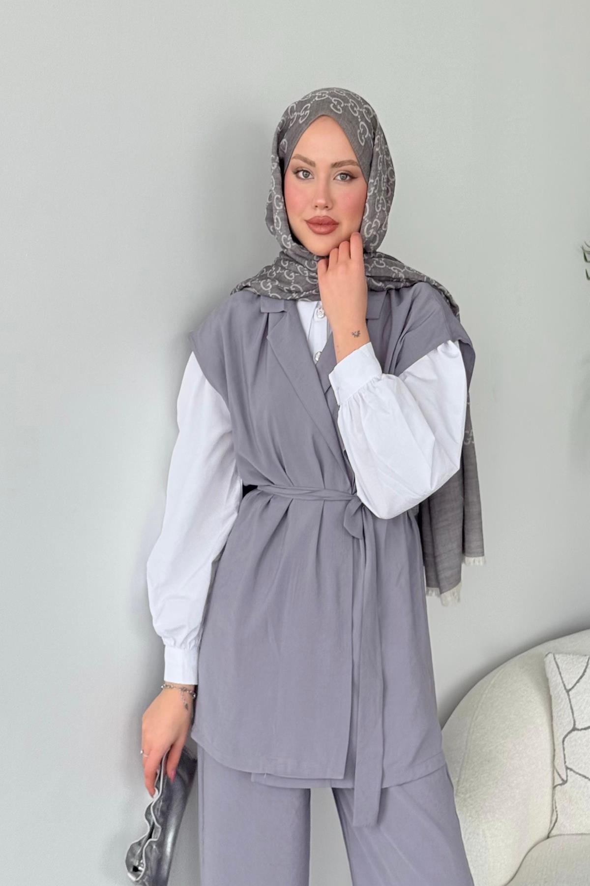 Afra Takım Gri, Fiyatları Haza Moda | Tesettür Giyim | Afra Takım Gri