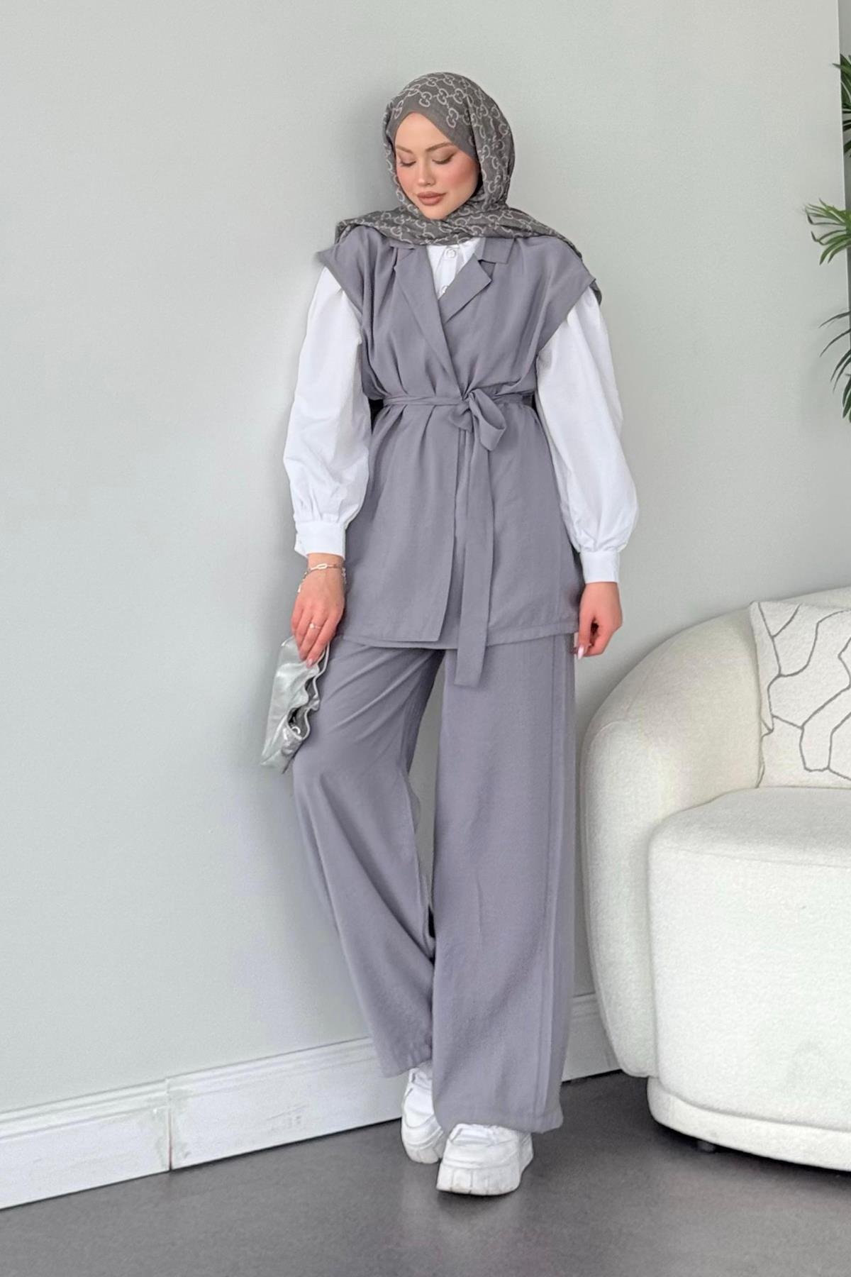Afra Takım Gri, Fiyatları Haza Moda | Tesettür Giyim | Afra Takım Gri
