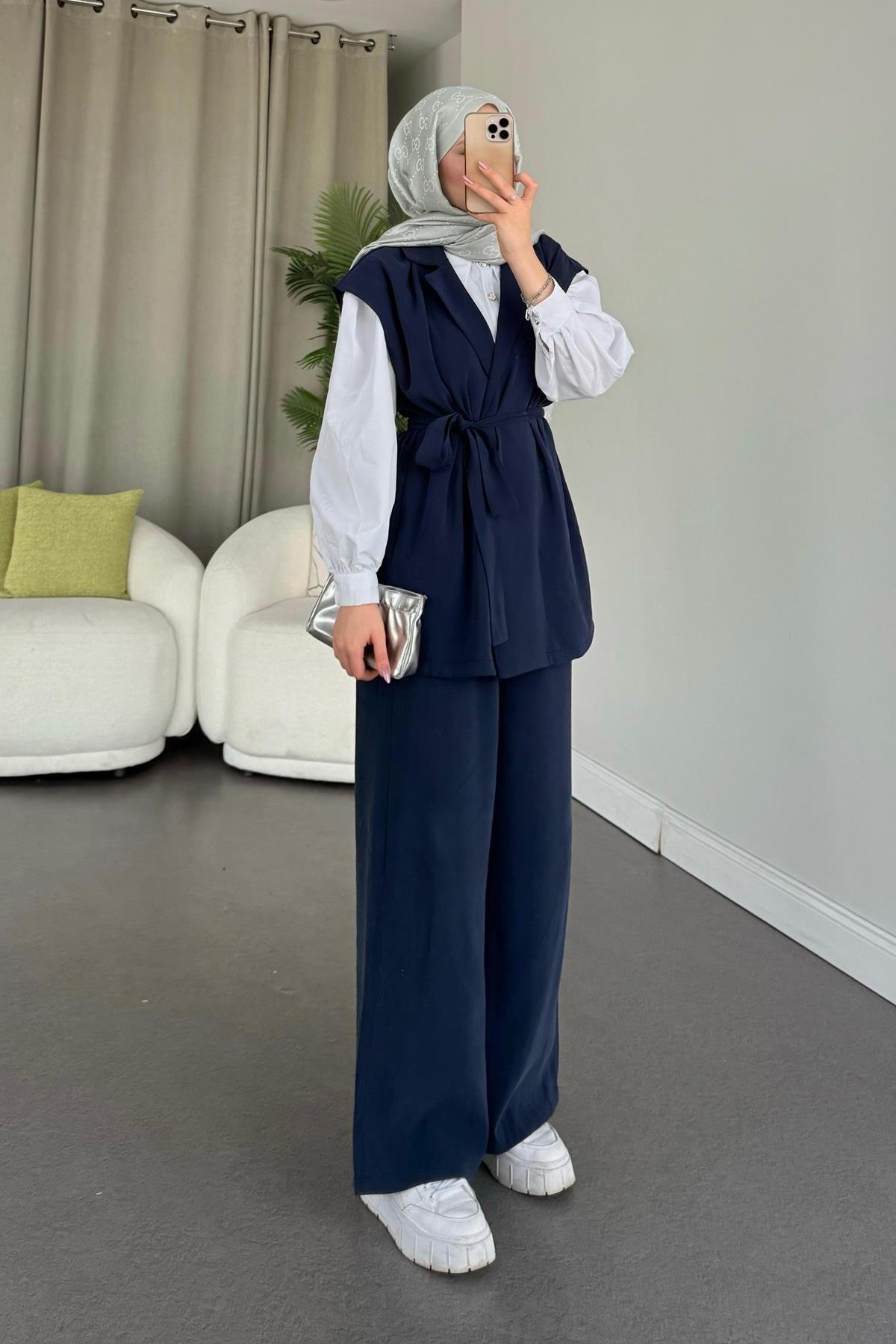 Afra Takım Lacivert, Fiyatları Haza Moda | Tesettür Giyim | Afra Takım Lacivert