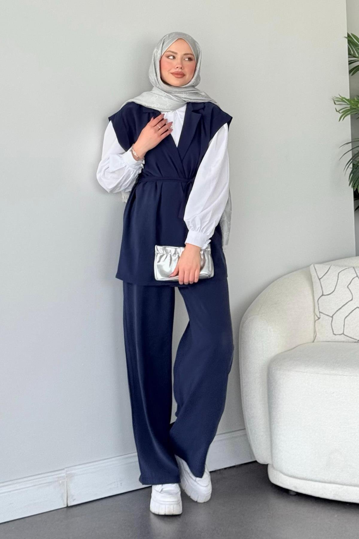 Afra Takım Lacivert, Fiyatları Haza Moda | Tesettür Giyim | Afra Takım Lacivert