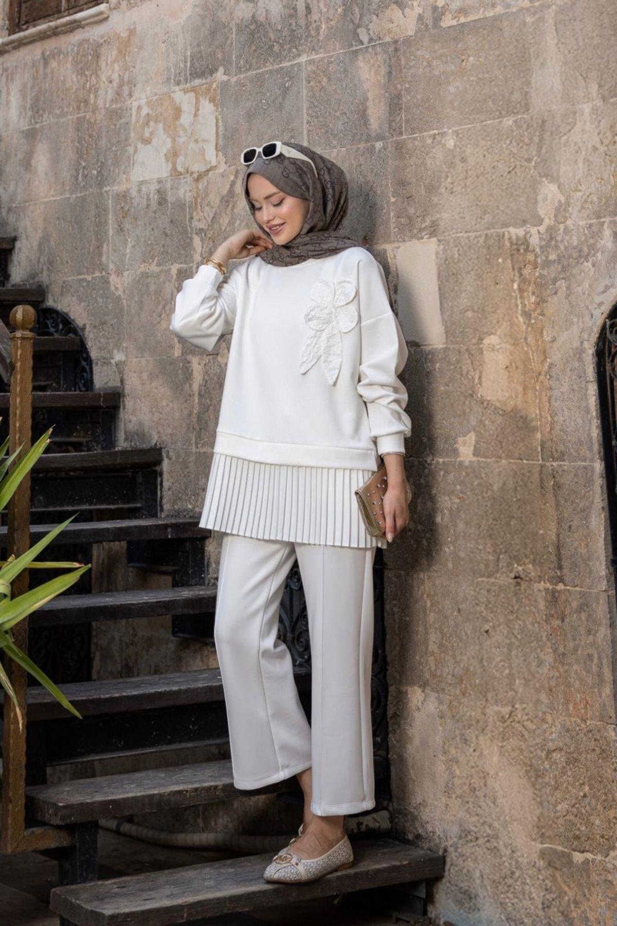 Agora Oys Pantolonlu Takım Beyaz, Fiyatları Agora Oys Pantolonlu Takım Beyaz Haza Moda 