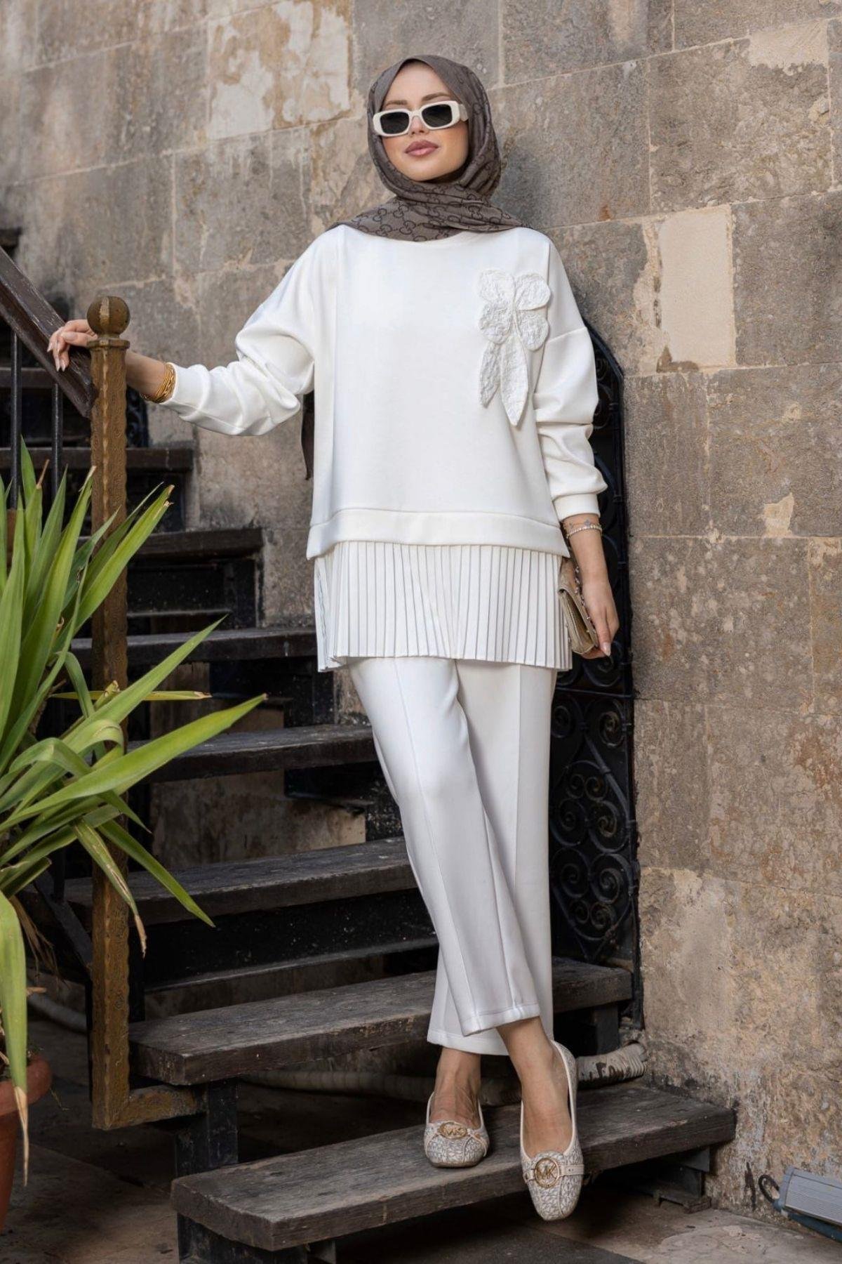 Agora Oys Pantolonlu Takım Beyaz, Fiyatları Agora Oys Pantolonlu Takım Beyaz Haza Moda 