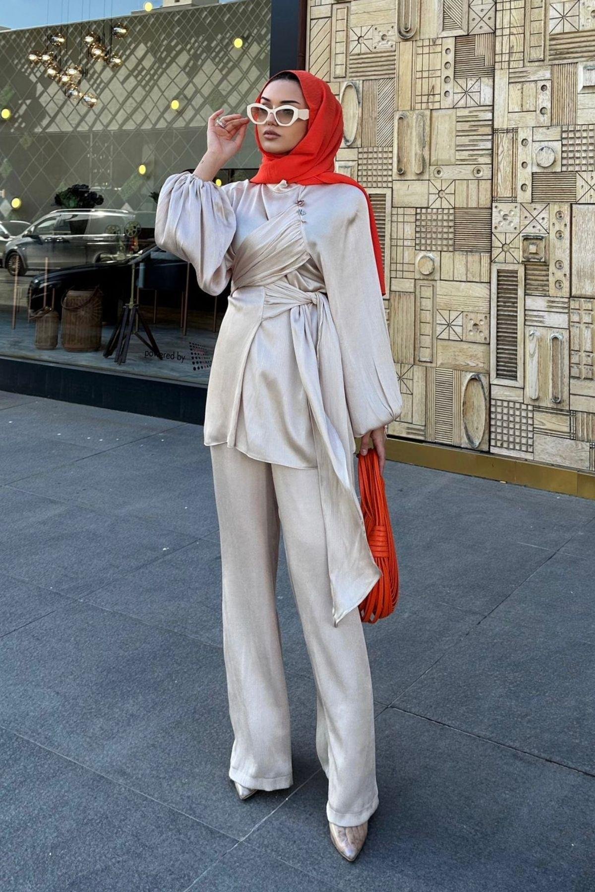 Ahse Takım Bej, Fiyatları Ahse Takım Bej – Haza Moda | Tesettür Giyim