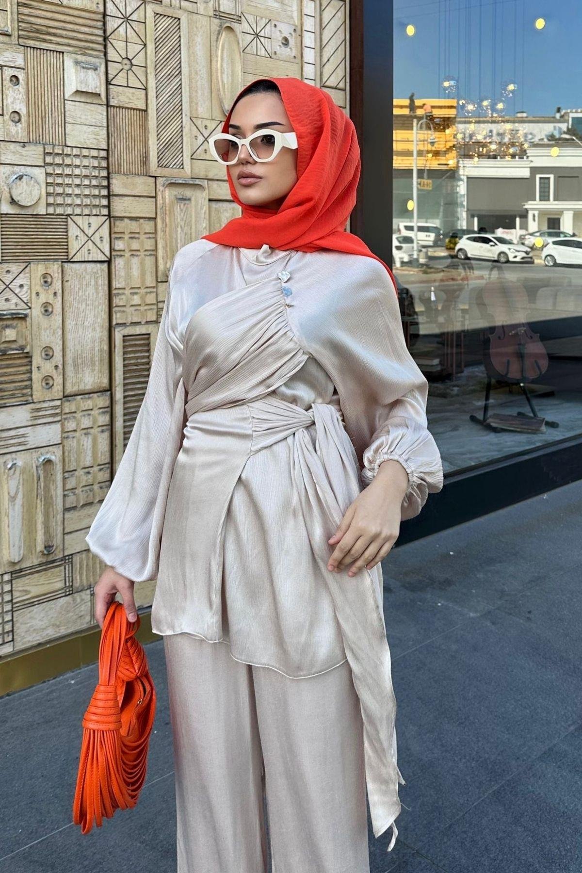 Ahse Takım Bej, Fiyatları Ahse Takım Bej – Haza Moda | Tesettür Giyim