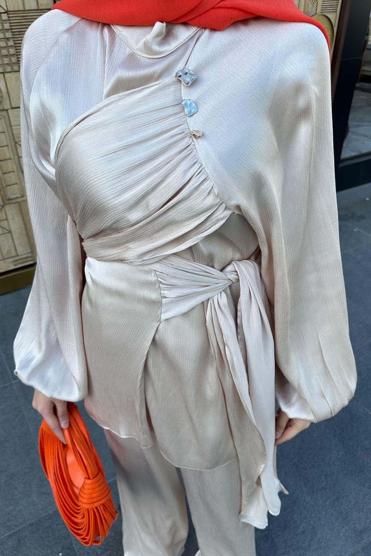 Ahse Takım Bej, Fiyatları Ahse Takım Bej – Haza Moda | Tesettür Giyim