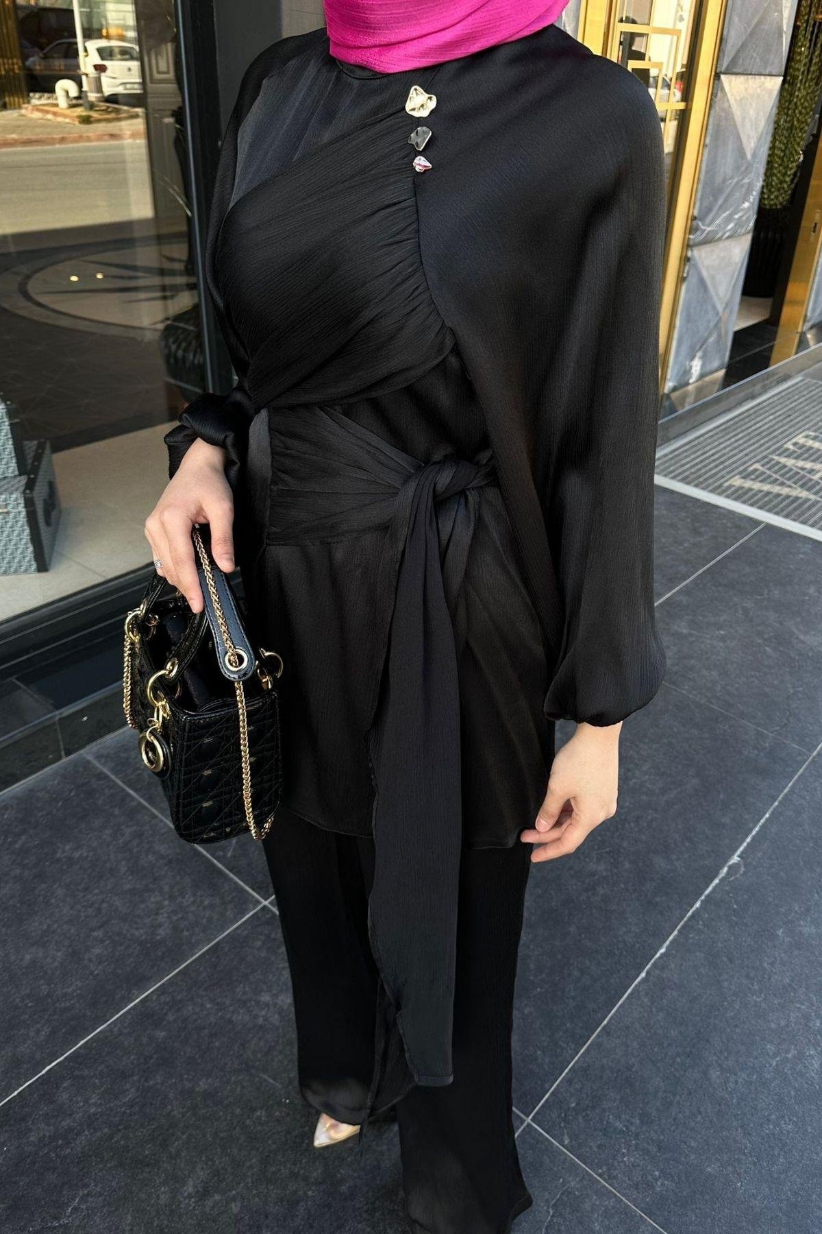 Ahse Takım Siyah, Fiyatları Ahse Takım Siyah – Haza Moda | Tesettür Giyim