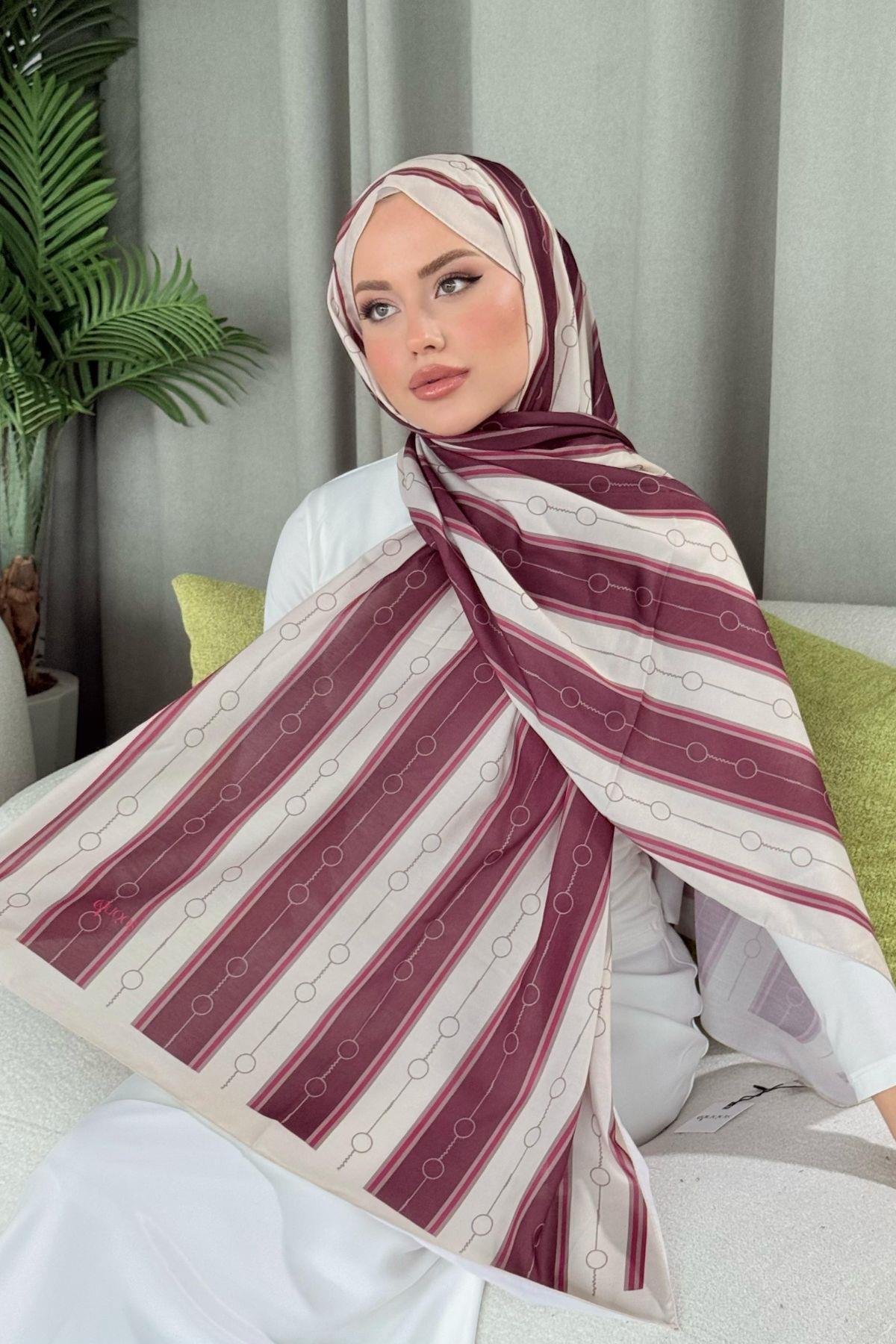 Ahsen Çizgili Desen Şal Bordo, Fiyatları 