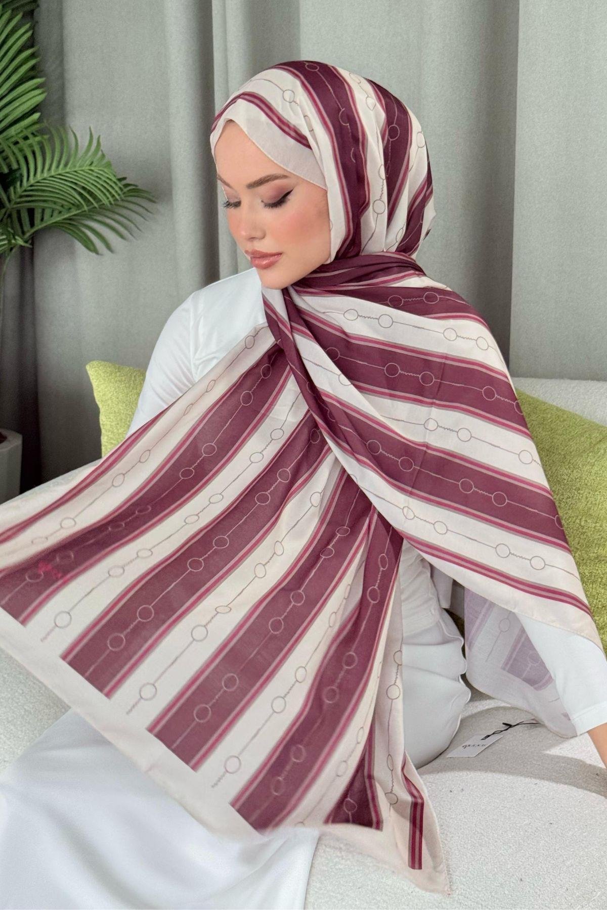 Ahsen Çizgili Desen Şal Bordo, Fiyatları 