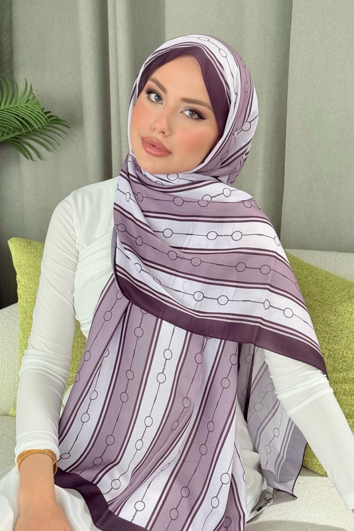 Ahsen Çizgili Desen Şal Lila, Fiyatları 