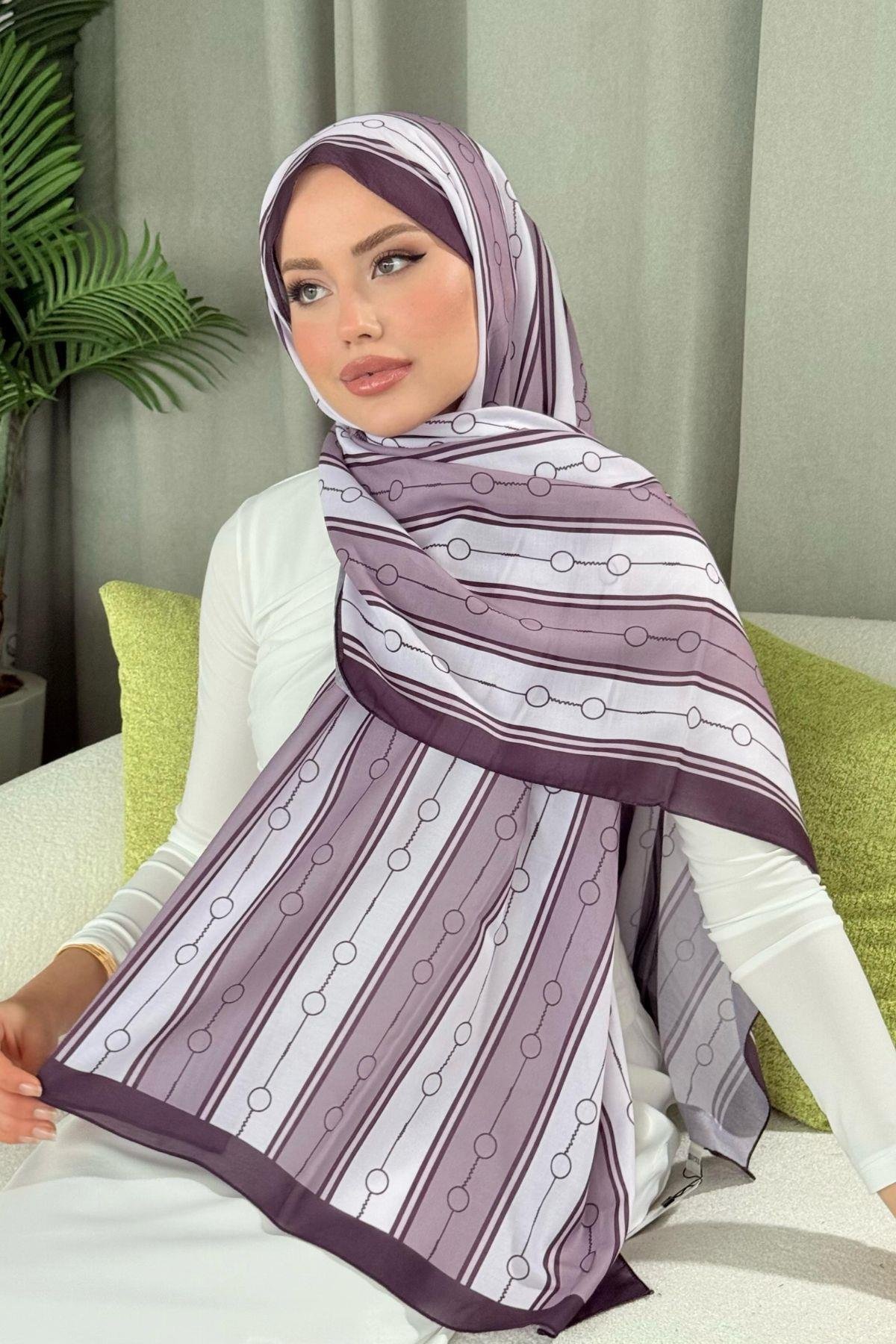 Ahsen Çizgili Desen Şal Lila, Fiyatları 