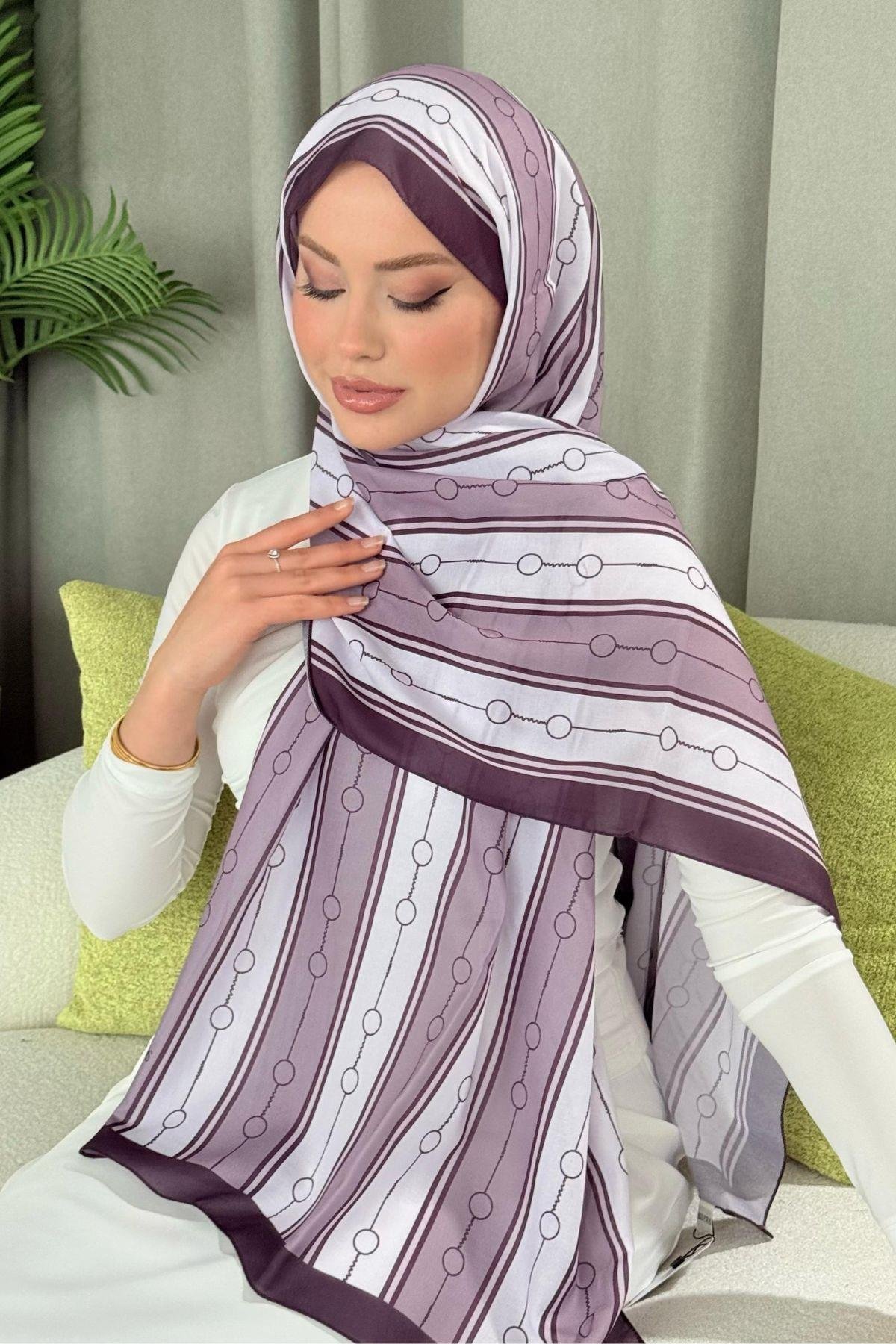 Ahsen Çizgili Desen Şal Lila, Fiyatları 