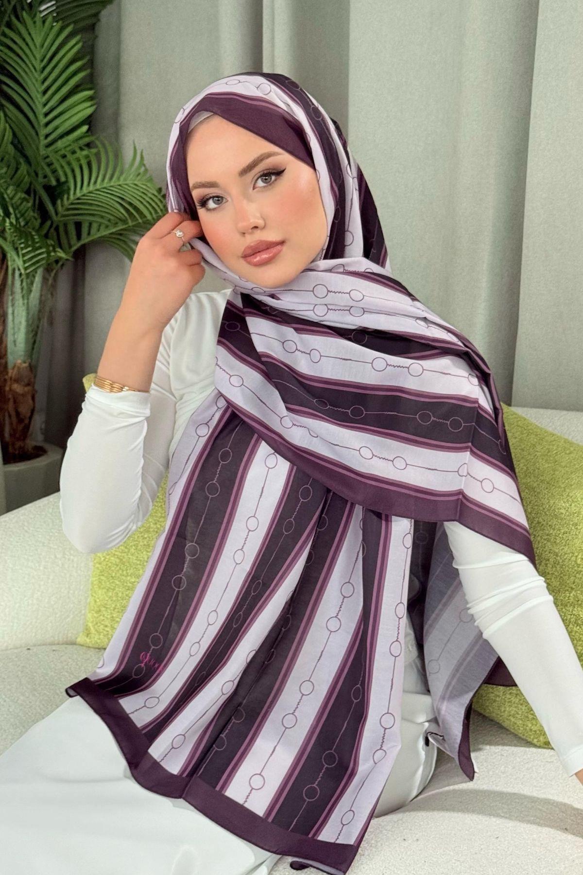 Ahsen Çizgili Desen Şal Mürdüm, Fiyatları 