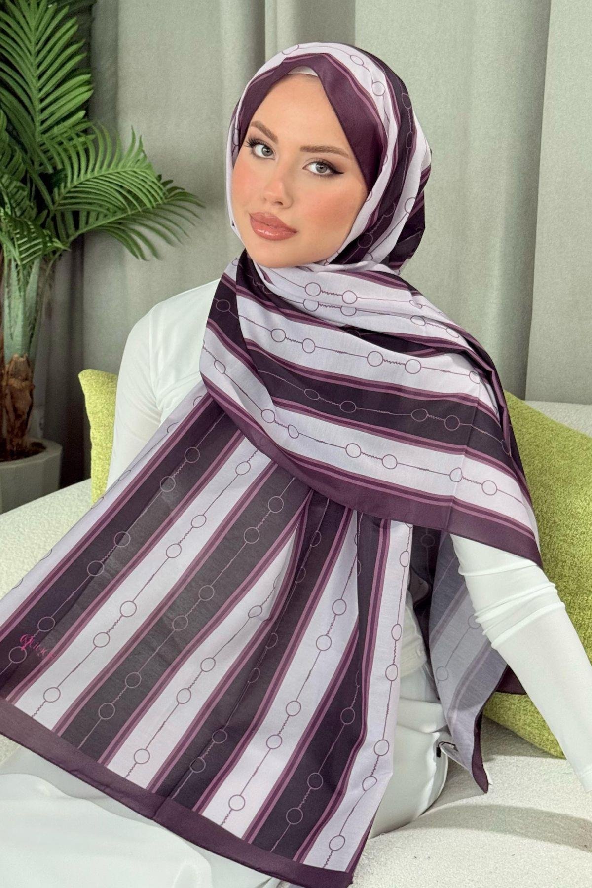 Ahsen Çizgili Desen Şal Mürdüm, Fiyatları 