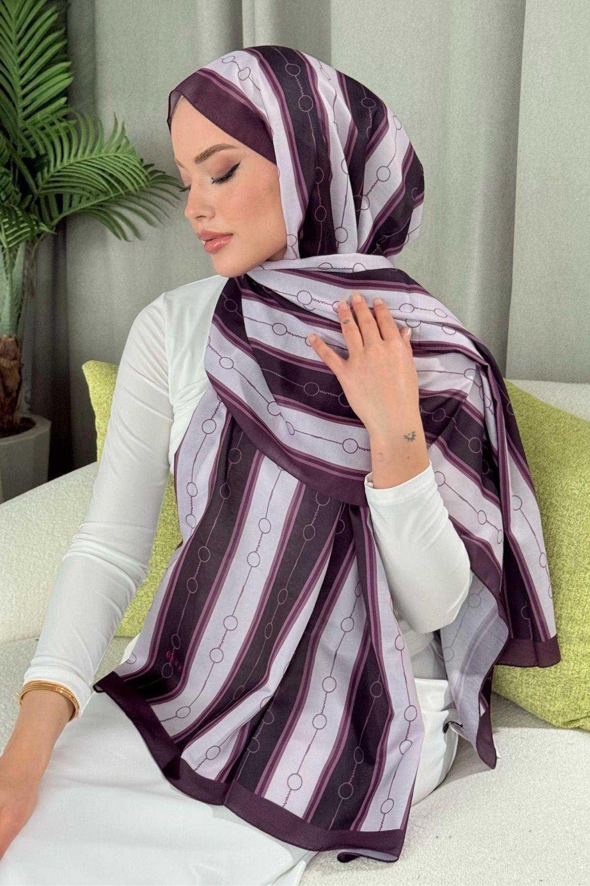 Ahsen Çizgili Desen Şal Mürdüm, Fiyatları 