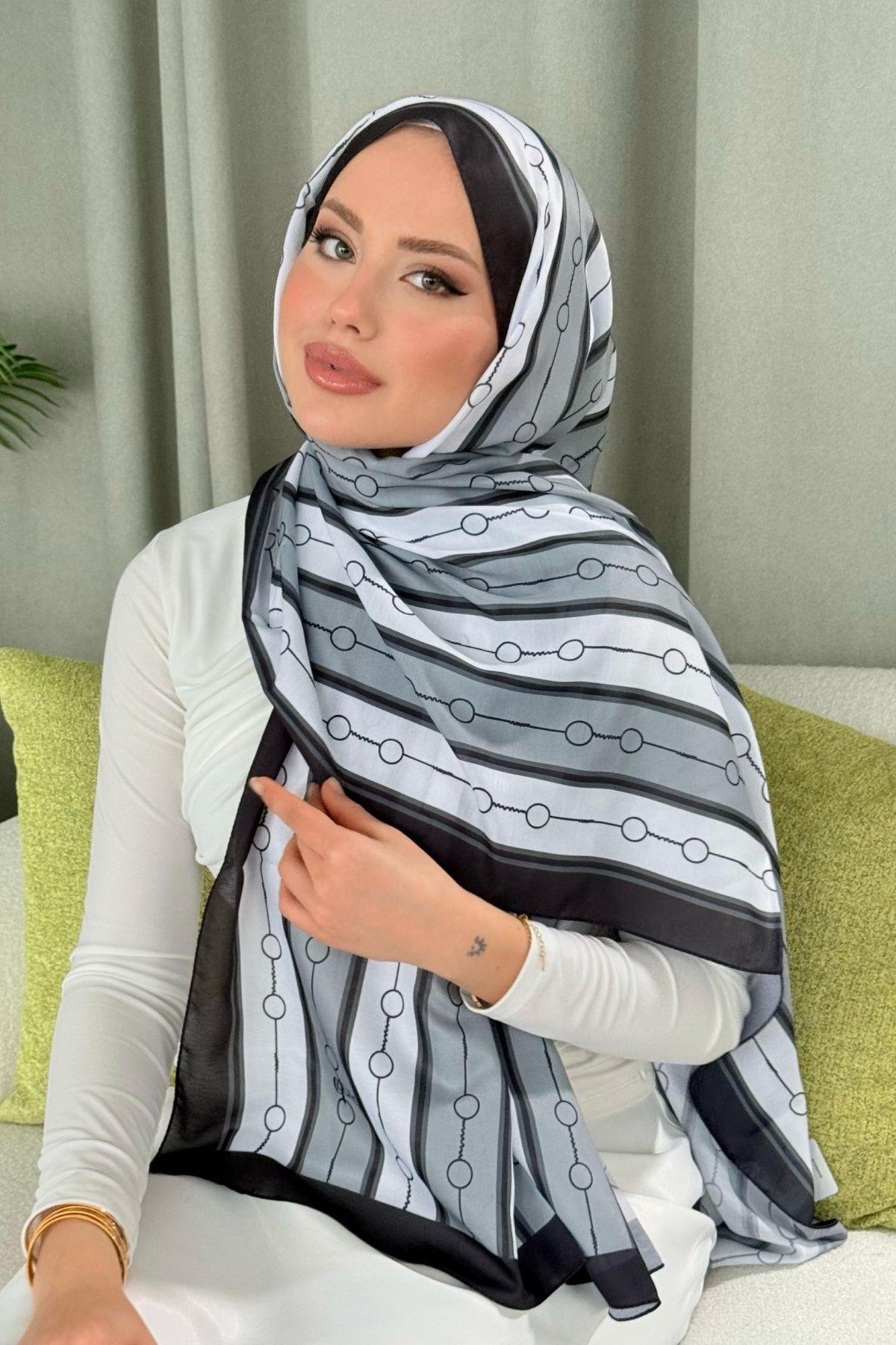 Ahsen Çizgili Desen Şal Siyah, Fiyatları 