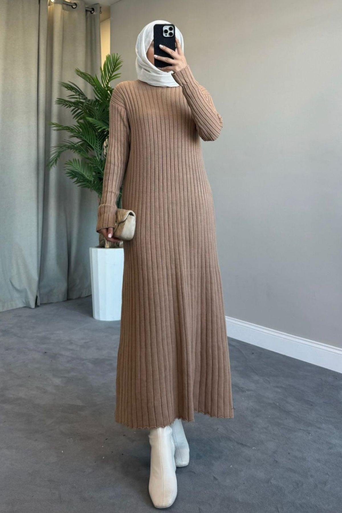 Ahsen Triko Elbise Camel, Fiyatları 