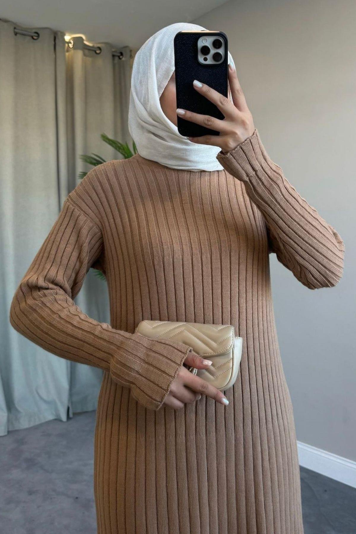 Ahsen Triko Elbise Camel, Fiyatları 