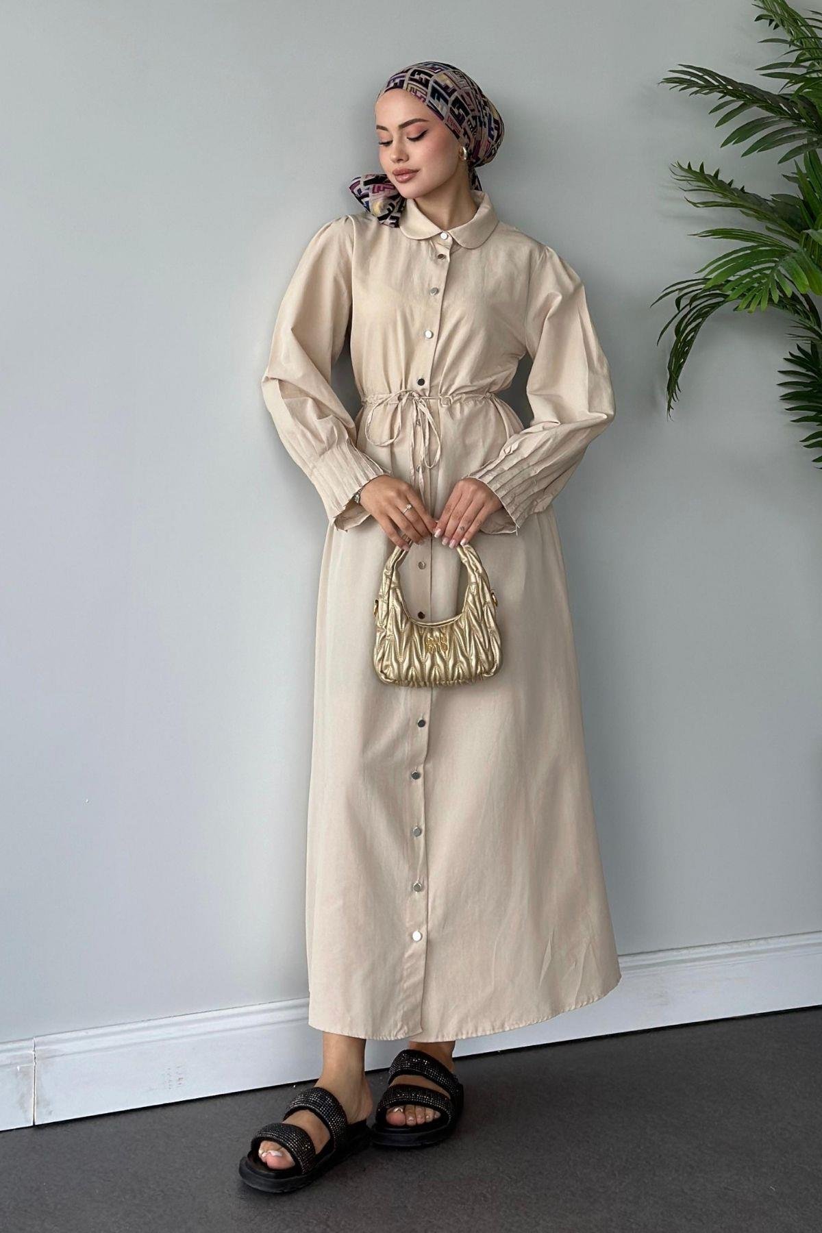 Ahu Poplin Elbise Bej, Fiyatları 