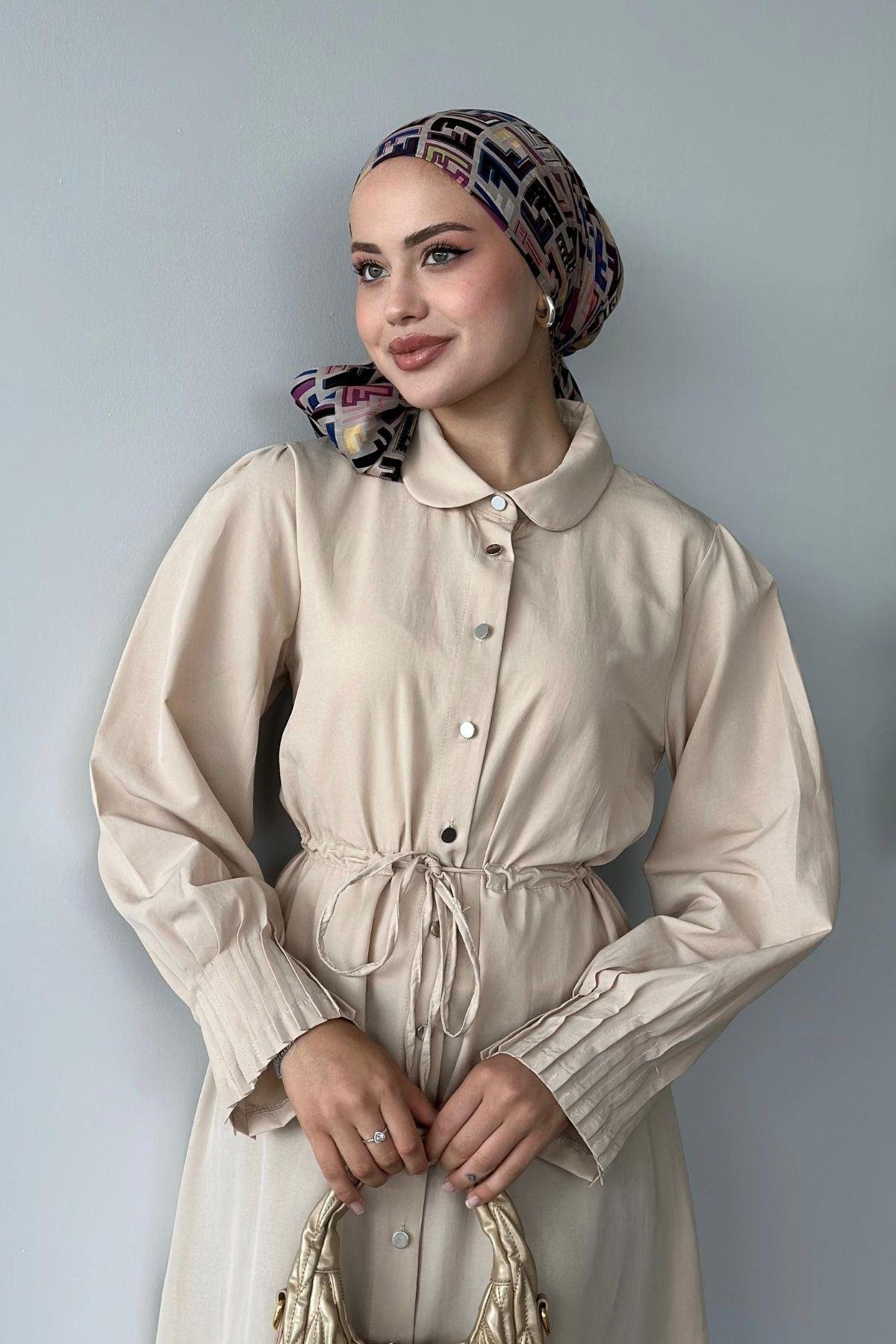 Ahu Poplin Elbise Bej, Fiyatları 