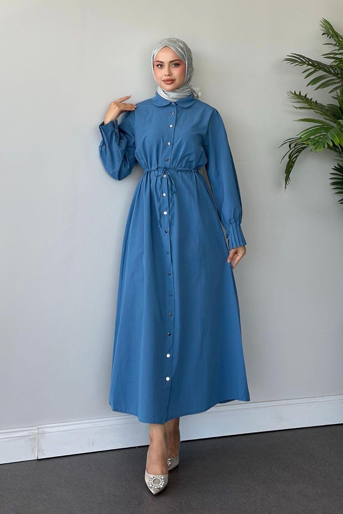 Ahu Poplin Elbise İndigo, Fiyatları 