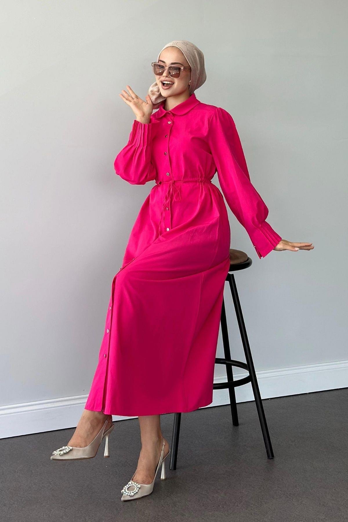 Ahu Poplin Elbise Pembe, Fiyatları 