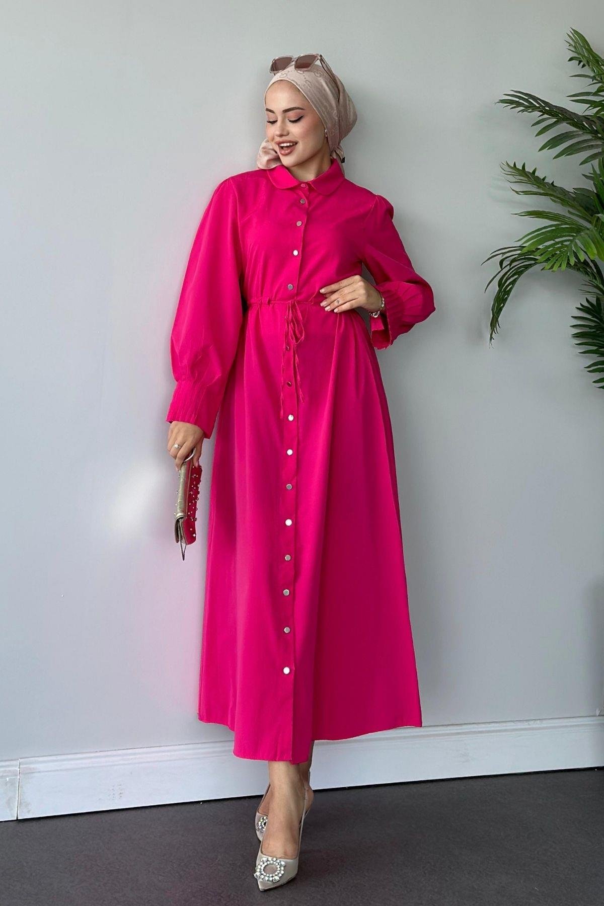 Ahu Poplin Elbise Pembe, Fiyatları 