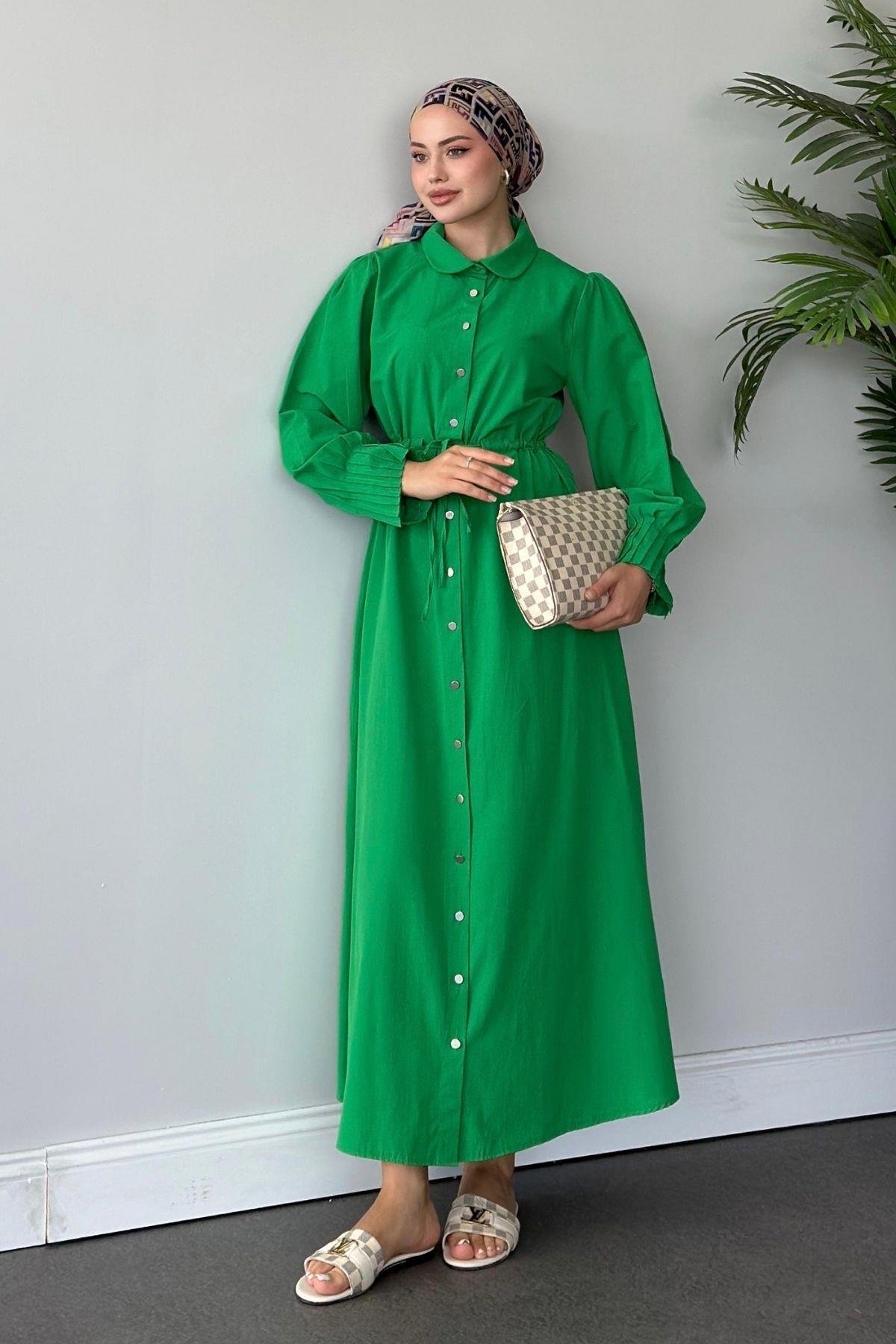 Ahu Poplin Elbise Yeşil, Fiyatları 