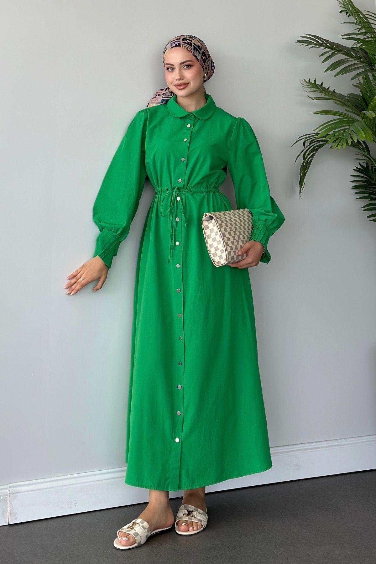 Ahu Poplin Elbise Yeşil, Fiyatları 