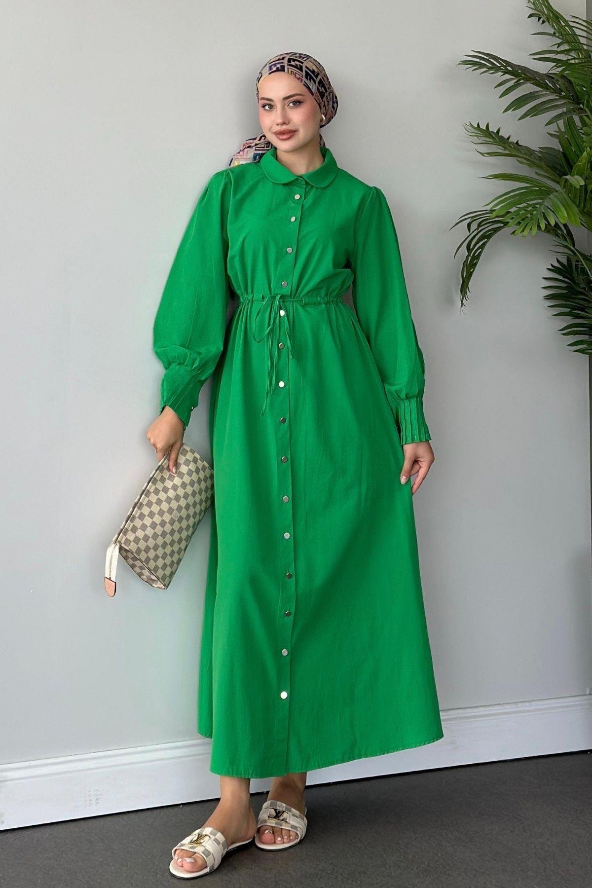 Ahu Poplin Elbise Yeşil, Fiyatları 