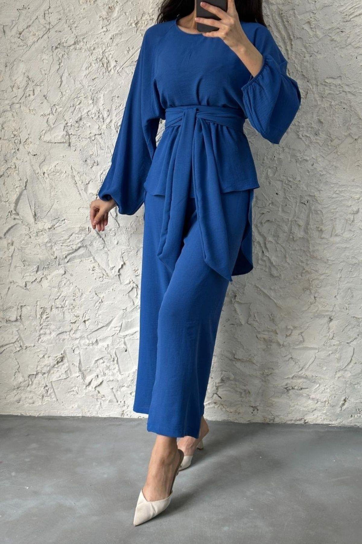 Airobin Kemerli Takım İndigo, Fiyatları Airobin Kemerli Takım İndigo – Haza Moda | Tesettür Giyim