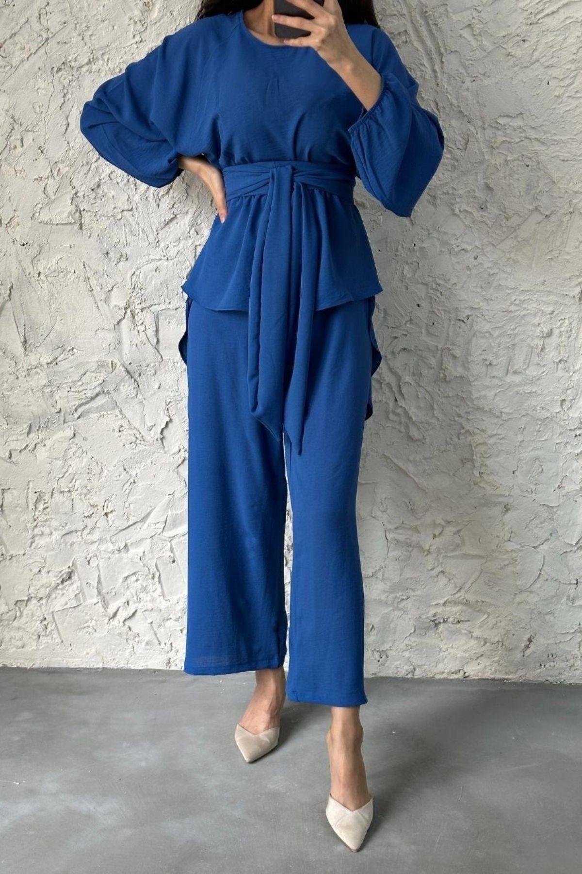 Airobin Kemerli Takım İndigo, Fiyatları Airobin Kemerli Takım İndigo – Haza Moda | Tesettür Giyim