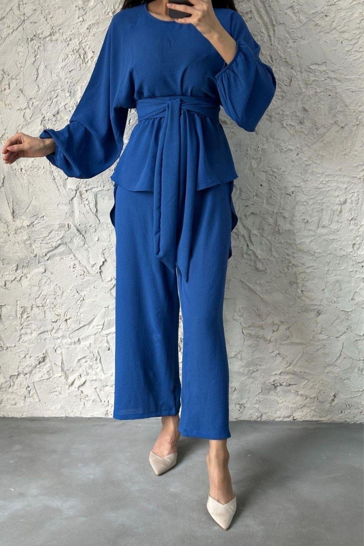 Airobin Kemerli Takım İndigo, Fiyatları Airobin Kemerli Takım İndigo – Haza Moda | Tesettür Giyim