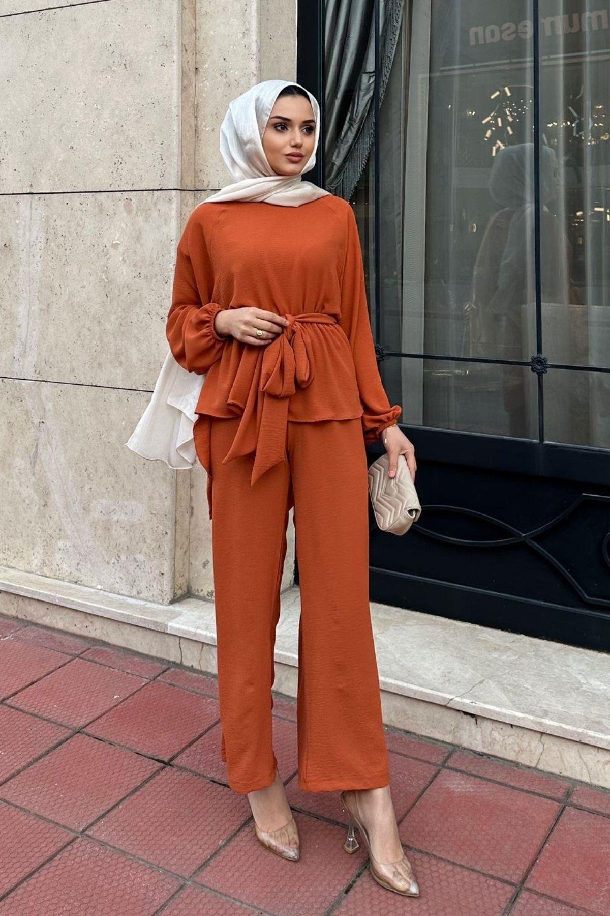 Airobin Kemerli Takım Kiremit, Fiyatları Airobin Kemerli Takım Kiremit – Haza Moda | Tesettür Giyim