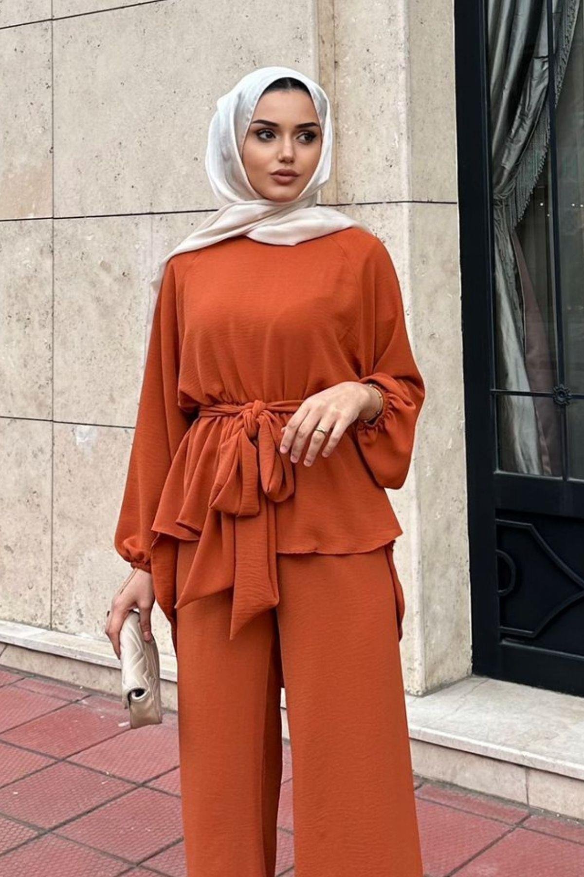 Airobin Kemerli Takım Kiremit, Fiyatları Airobin Kemerli Takım Kiremit – Haza Moda | Tesettür Giyim