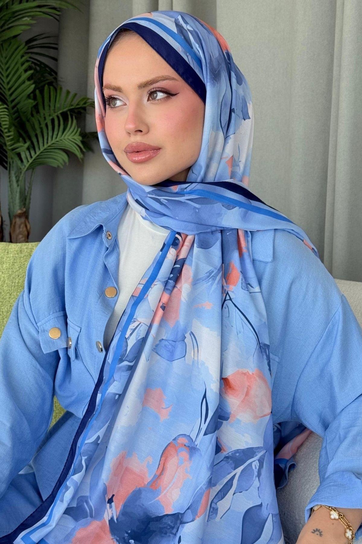 Alaçatı Dijital Şal Bebe Mavi, Fiyatları Alaçatı Dijital Şal Bebe Mavi- Haza Moda 