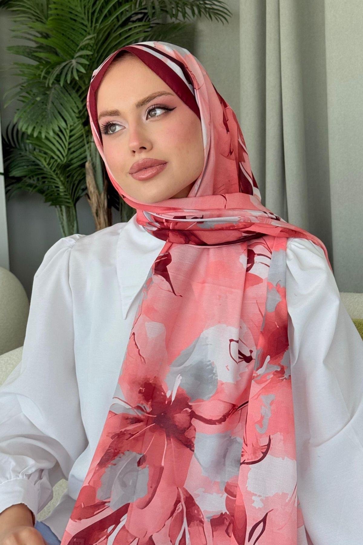 Alaçatı Dijital Şal Bordo, Fiyatları Alaçatı Dijital Şal Bordo- Haza Moda 