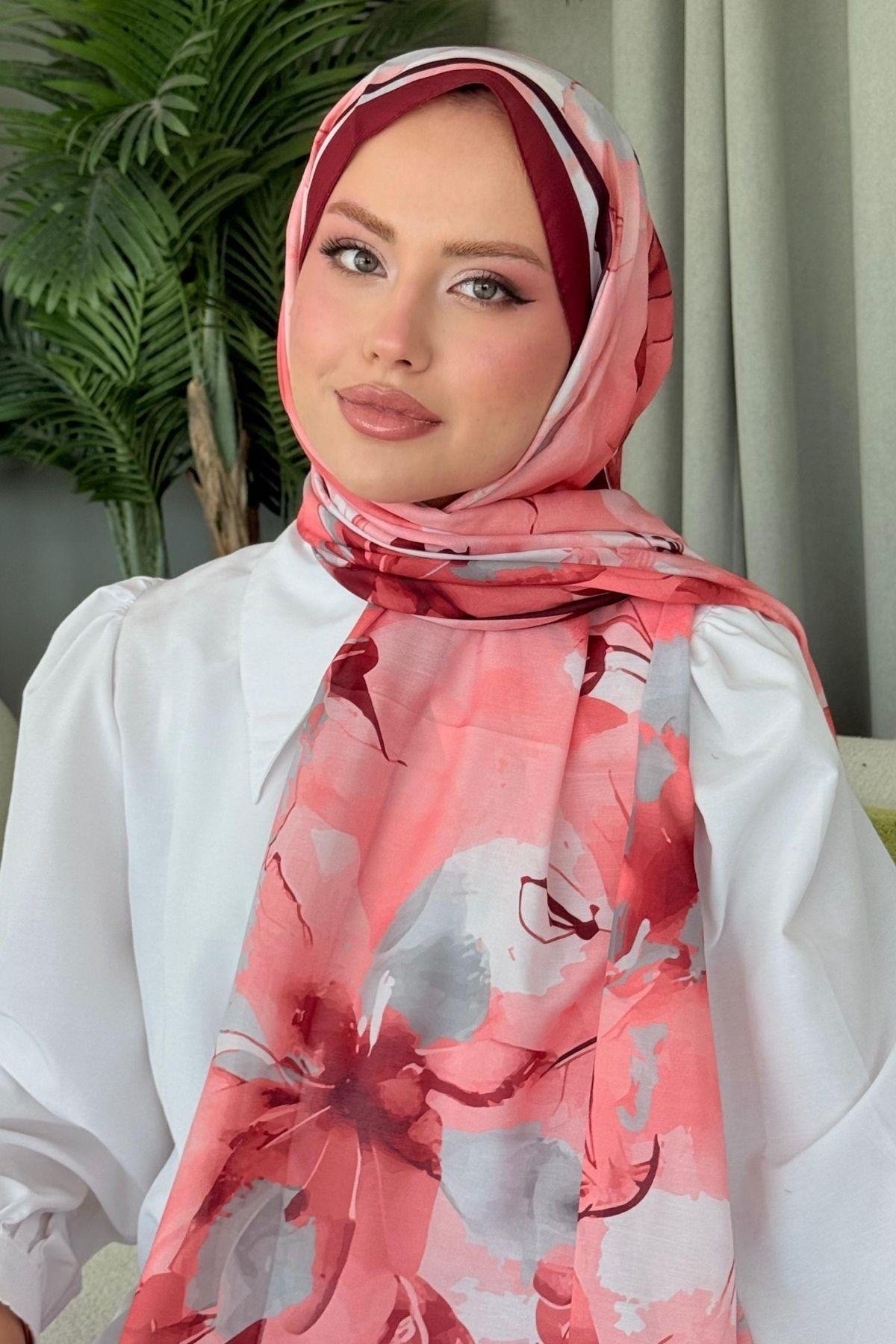 Alaçatı Dijital Şal Bordo, Fiyatları Alaçatı Dijital Şal Bordo- Haza Moda 